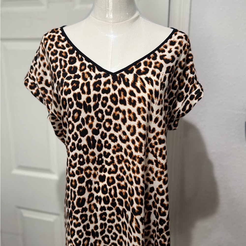 Express Leopard Print Top in Cream and Brown